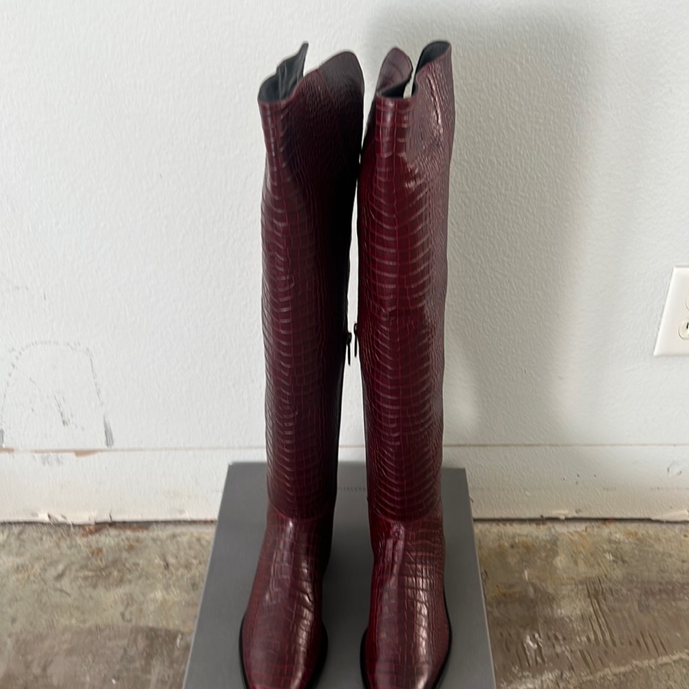 Aquatalia croc embossed over the knee boot